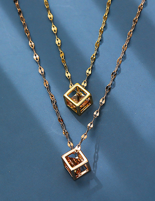 Collar De Diamantes Geométricos De Acero De Titanio
