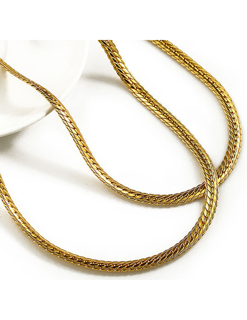 Collar De Cadena De Hueso De Serpiente Chapado En Oro De Acero Titanio