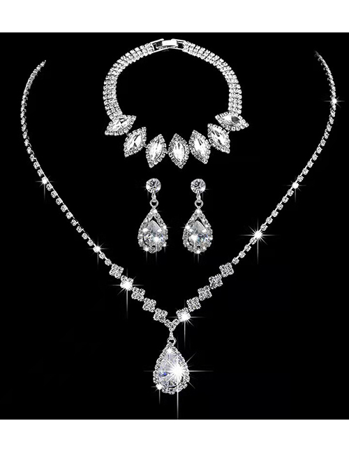 Fashion 18# Geometric Pear Stud Earrings Necklace Bracelet Set