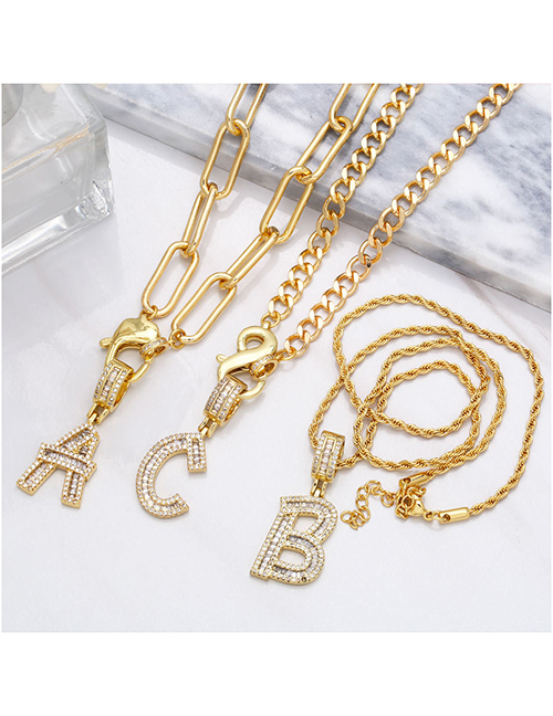 Fashion Z (without Chain) Copper Inlaid Zirconium 26 Letters Diy Jewelry Accessories