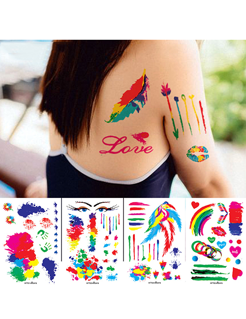 Etiqueta Engomada Impermeable Del Tatuaje Del Doodle Del Arco Iris