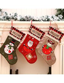 Calcetines De Navidad De Impresión En Color De Cuadros De Poliéster
