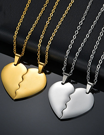 Collar De Acero De Titanio Con Colgante De Oro De 18 Quilates Love Heart