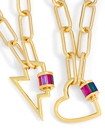 Collar Con Colgante De Relámpago Cuadrado Geométrico Rainbow Love