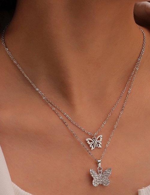 Collar Doble Mariposa De Diamantes