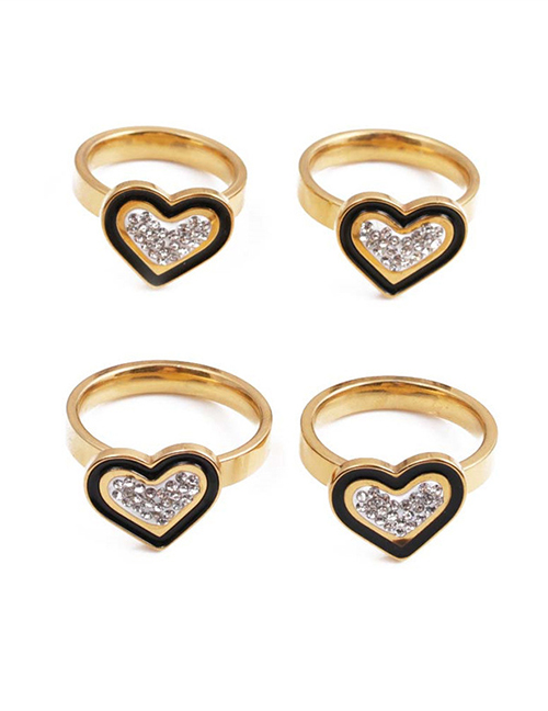 Fashion Steel Color Stainless Steel Diamond Love Heart Ring