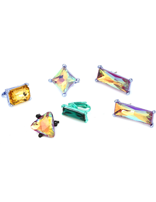 Conjunto De Pendientes De Cristal A Juego De Color Geométrico De Diamantes De Aleación De Color