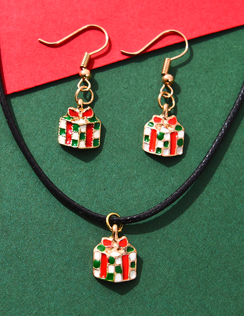 Conjunto De Collar De Pendientes De Calcetines De Navidad De Aceite De Goteo De Aleación