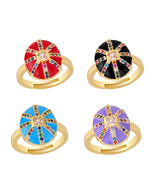 Anillo Redondo Geométrico Con Cobre Y Diamantes De Colores