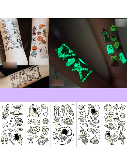 Niños De Dibujos Animados Nave Espacial Astronauta Pegatinas Luminosas Del Tatuaje