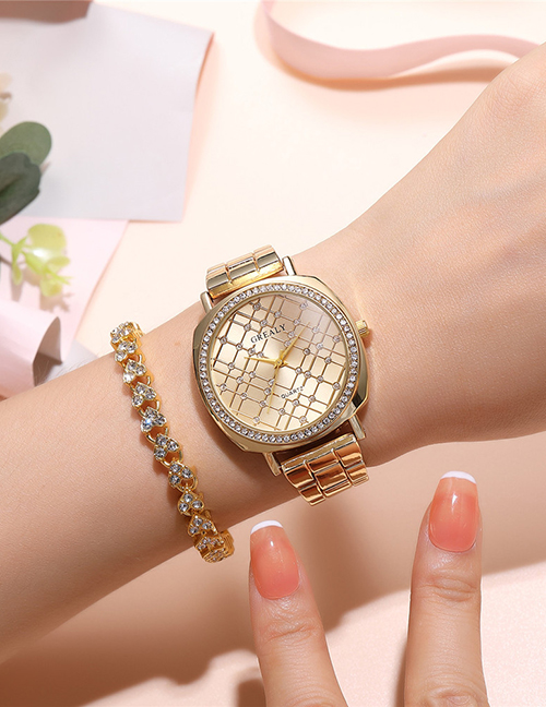 Reloj De Banda De Acero Con Diamantes De Imitación Cuadrados De Acero Titanio