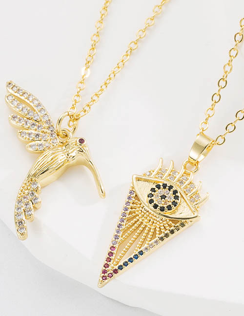 Collar De Pájaro De Cobre Chapado En Oro Y Diamantes