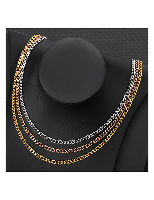 Collar De Cadena Geométrica Chapada En Oro De Acero Titanio