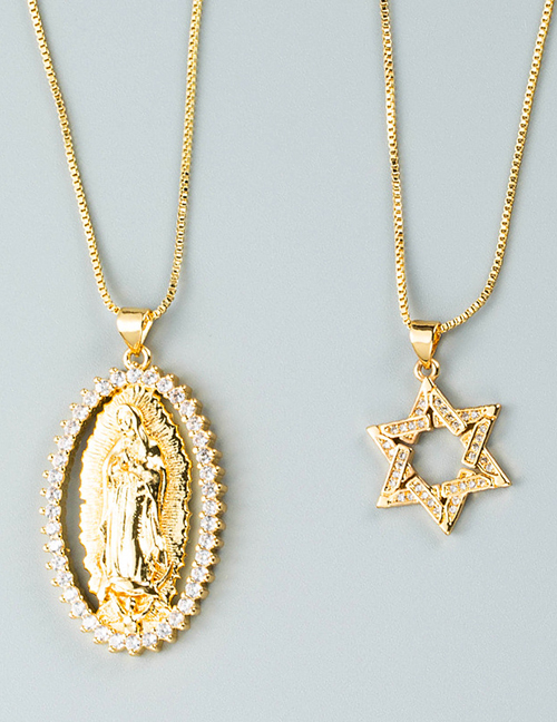 Collar Virgen De Cobre Con Baño De Oro Y Circonio