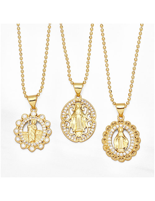 Collar Virgen María De Bronce Con Diamantes