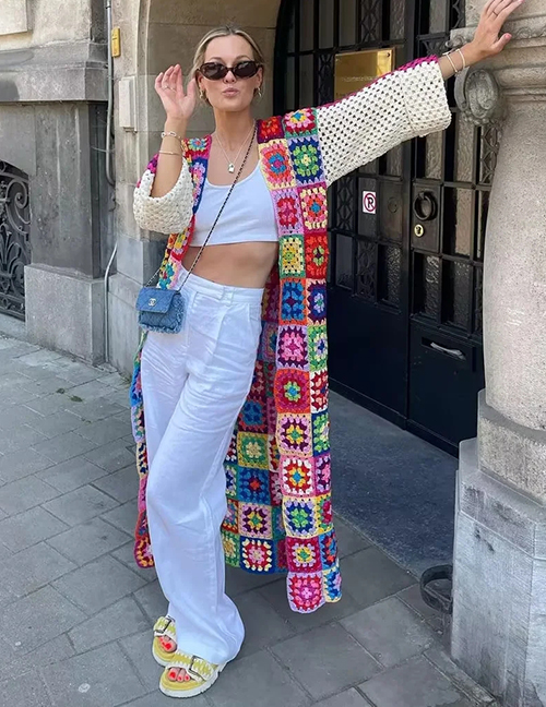 Cárdigan De Crochet Multicolor