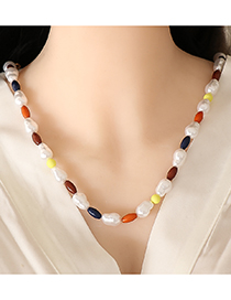 Collar De Perlas De Arroz Con Perlas De Colores