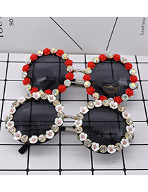 Gafas De Sol Con Flores De Diamantes Y Metal Tallado