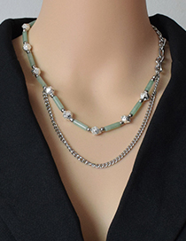 Collar De Borlas Con Costuras De Jade De Diamantes Irregulares