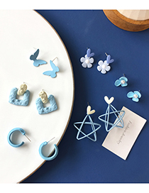 Pendientes De Botón Geométricos De Estrella De Mariposa De Flor Azul