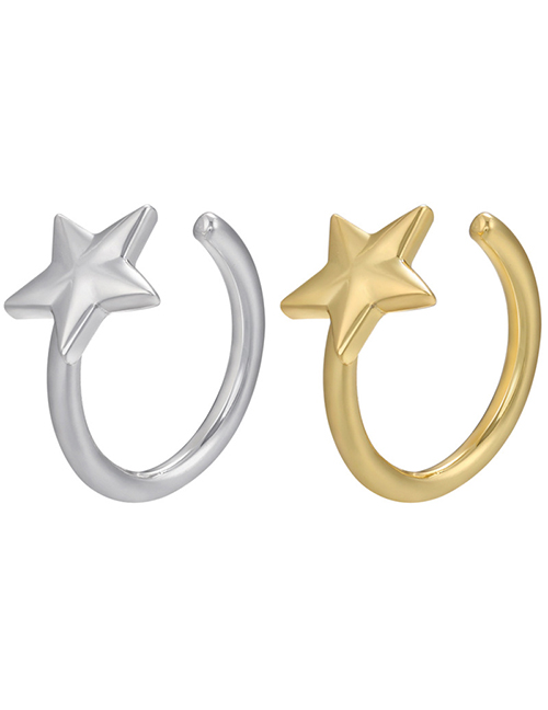 Fashion White Gold Color Copper-plated Real Gold Color Color-preserving Glossy Five-pointed Star Ear Hook