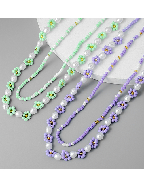 Bead Bead Eaded Weaving Flower Double Layer Of Necklace