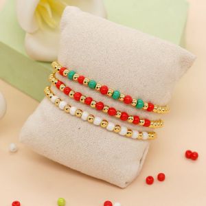 Gold Beads And Rice Beads Beaded Bracelet Set