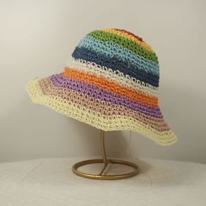 Sombrero Para El Sol De Paja A Rayas Multicolores
