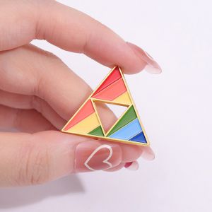 Broche Triangular Con Bloques De Color Geométrico De Aleación