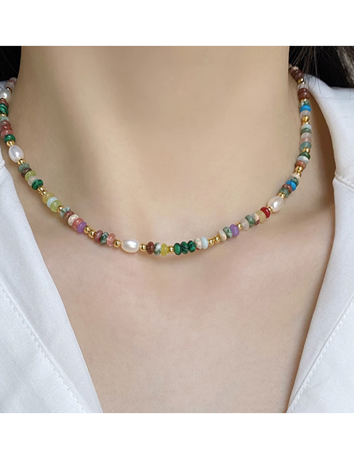 Collar De Perlas Con Cuentas De Cristal Multicolor