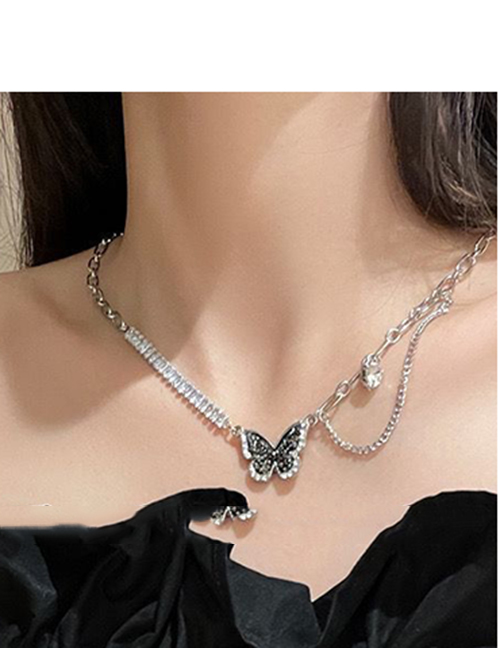 Collar Mariposa Zirconia Engastado Metal