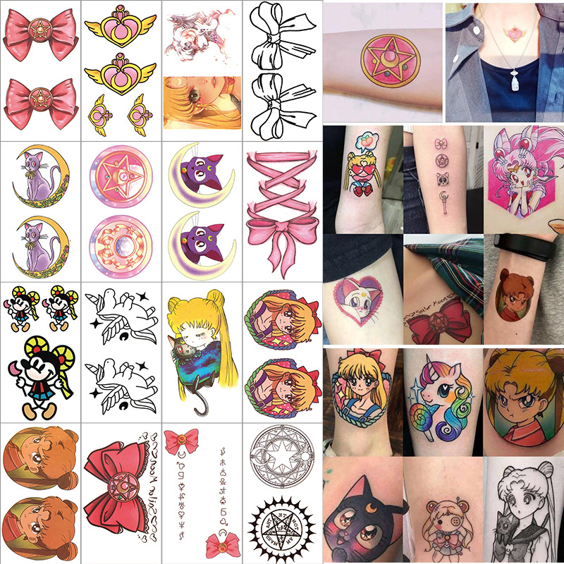 Pegatinas De Tatuajes Con Estampado De Dibujos Animados.