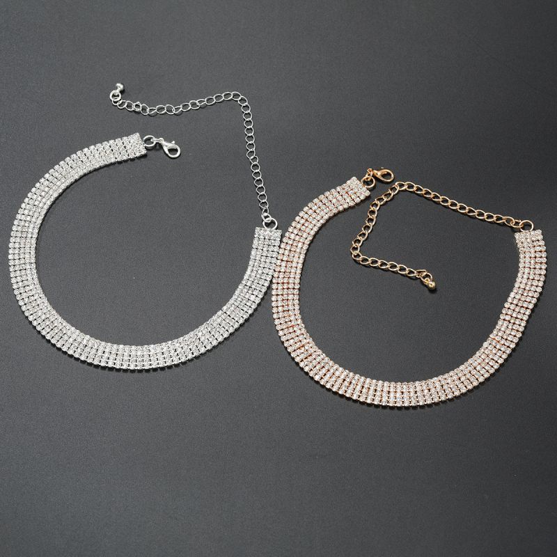 Alloy Multi-layered Rhinestone Necklace