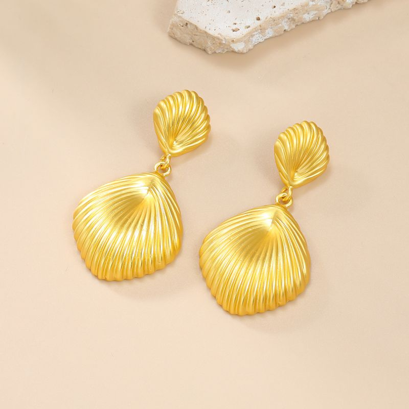 Alloy Striped Shell Earrings