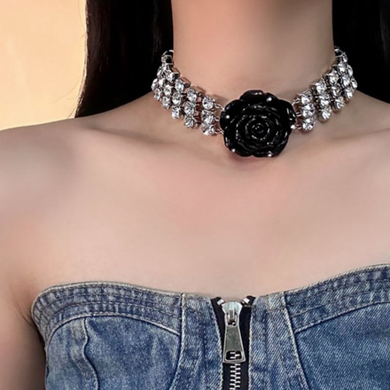 Resin Rose Diamond Necklace