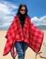 Fashion 1 Solid Color Red Faux Cashmere Button Hooded Slit Shawl
