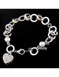 Shopping Silver Color Heart Shape Decorated With Cz Diamond Alloy Fashion Bracelets