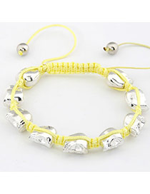 Hooters Yellow Skull Head Braided Rope Korean Fashion Bracelet