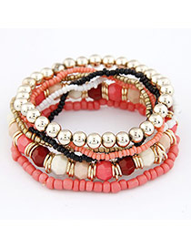 Wool Pink Color Matching Bead Korean Fashion Bracelet