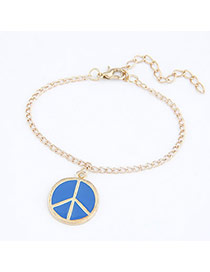 Monarch Blue Peace Sign Design Alloy Korean Fashion Bracelet