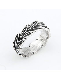 Locket Silver Color Leaf Alloy Korean Rings