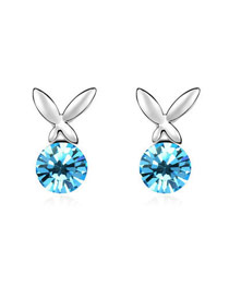 Nautical Sea Blue Fairy Butterfly Theme Design Austrian Crystal Crystal Earrings