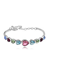 Jogging Multicolor Heart Shape In Silver Color Austrian Crystal Crystal Bracelets