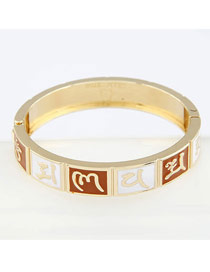 Crucifix Brown Six Words Style Alloy Fashion Bangles