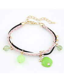 Sullen Green Apple Decorated Multilayer Design Alloy Korean Fashion Bracelet