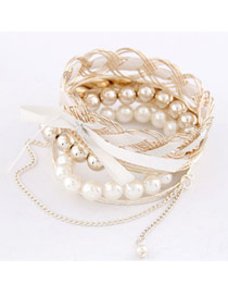 Tory Gold Color Bowknot Decorated Multilayer Design Alloy Fashion Bangles