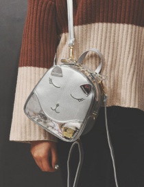 Fashion Silver Color Cat Shape Decorated Shoulder Bag