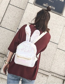Lovely White Rabbit Ears Shape Decorated Backpack
