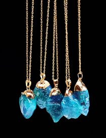 Fashion Blue Irregular Shape Stone Decorated Necklace(1pc)