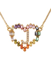 Fashion Golden J Copper Inlaid Zircon Love Letter Necklace